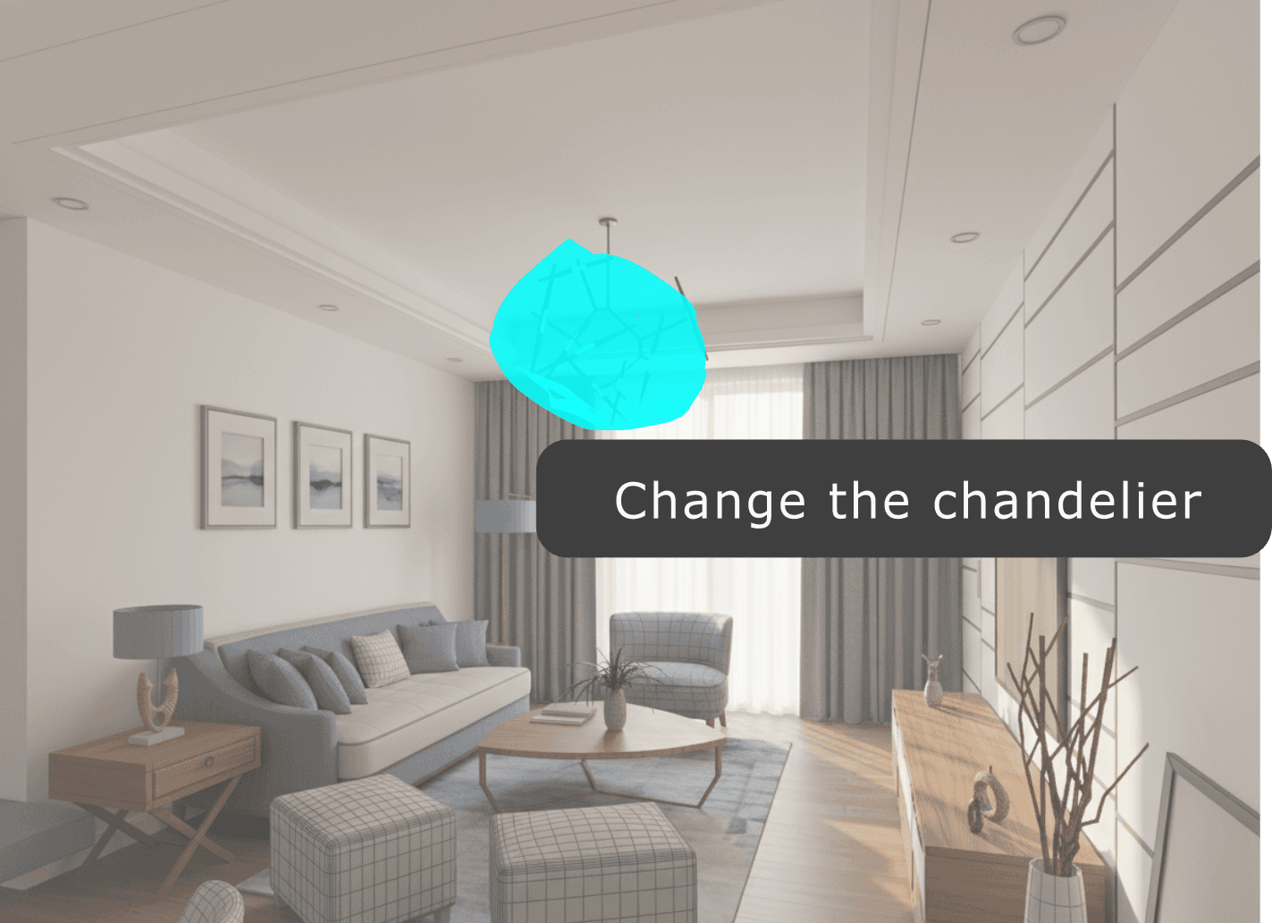 AI edit prompt — change the chandelier